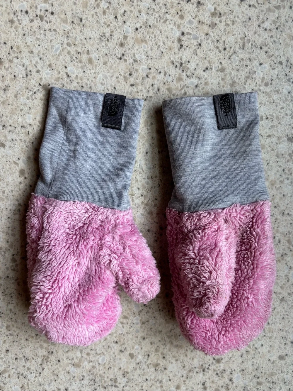 The North Face Kids Pink Warm & Cozy Mittens W/ Gray Cuffs little kid 2t